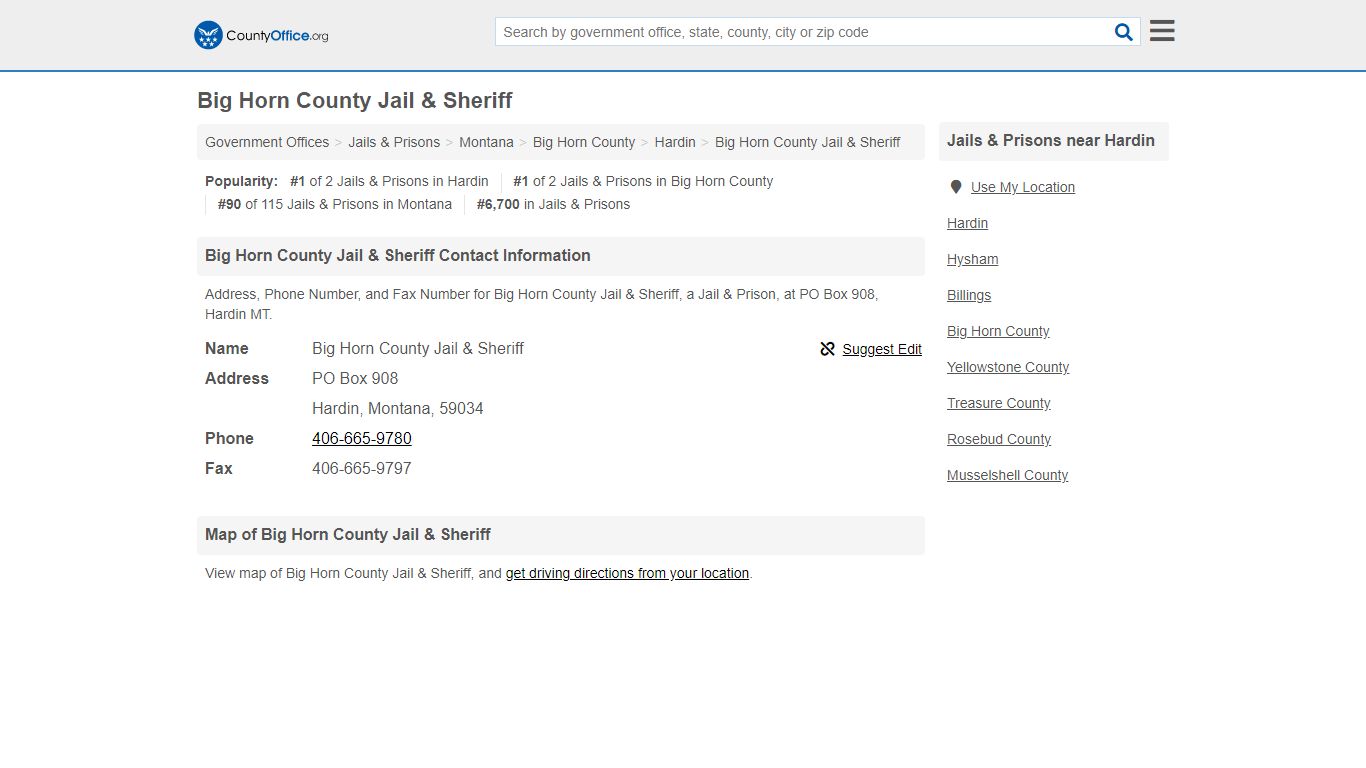 Big Horn County Jail & Sheriff - Hardin, MT (Address ...